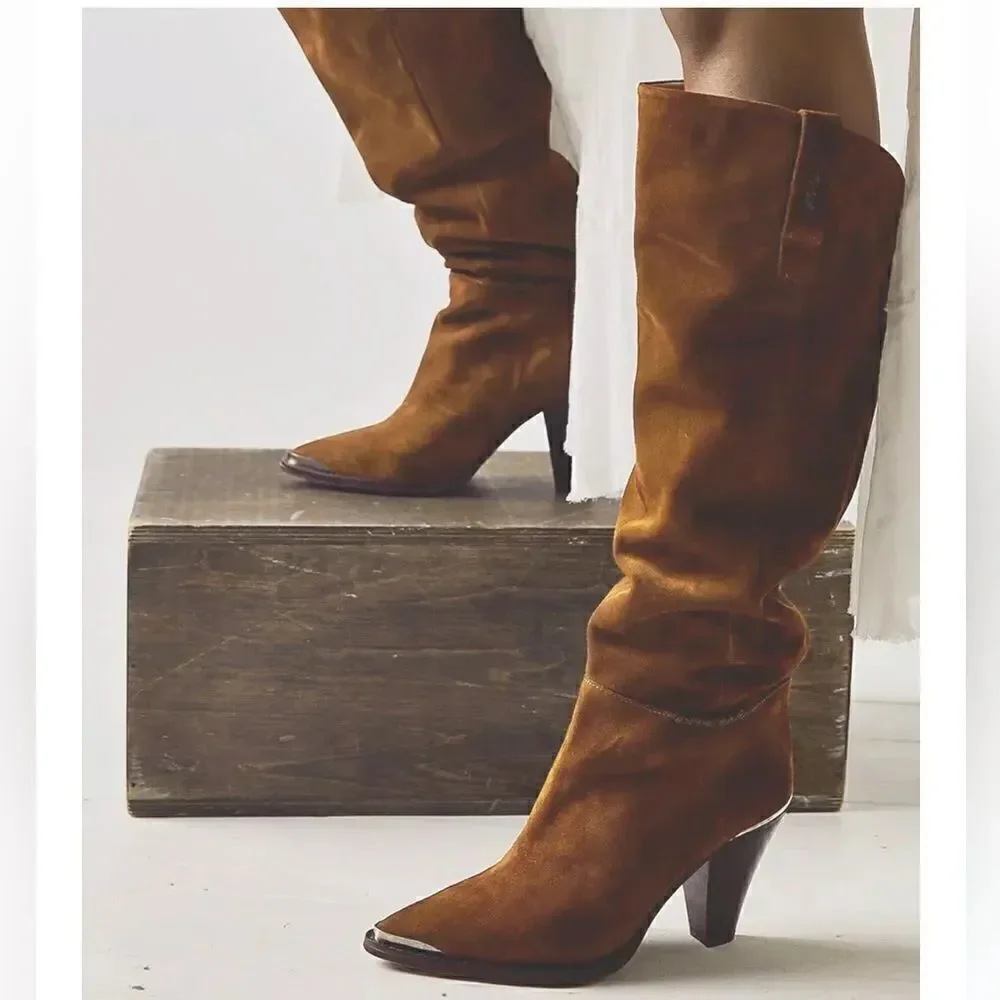 New FREE PEOPLE Stevie Boot Cognac Suede